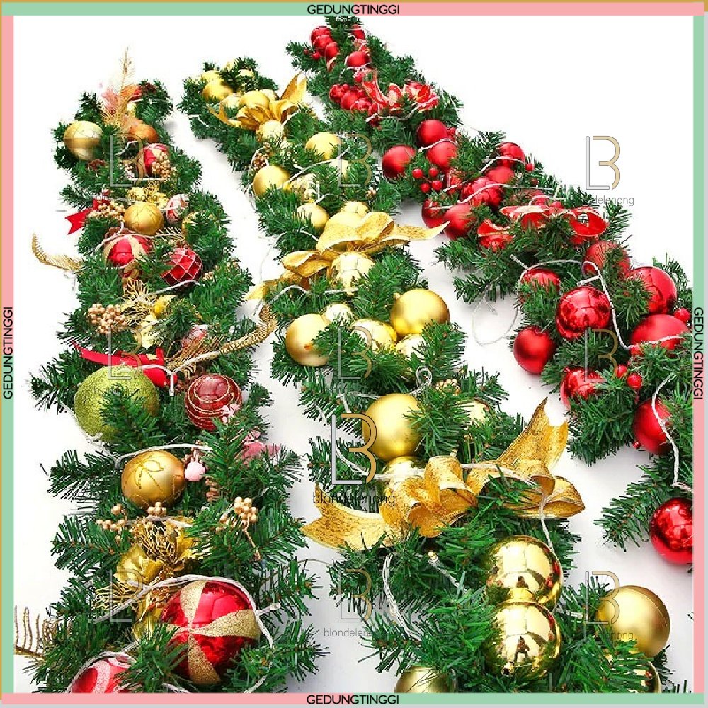 Slinger Garlan Garland Kawat Hiasan Dekor Dekorasi Aksesoris Asesoris Asesories Aksesories  Accessories Perlengkapan Daun Pohon Natal Merry Xmas Christmas Untuk Di Pintu Rumah Tangga Ruang Tamu Lilit Polos Lengkap Tebal 2 M Meter Ornament Decoration Murah