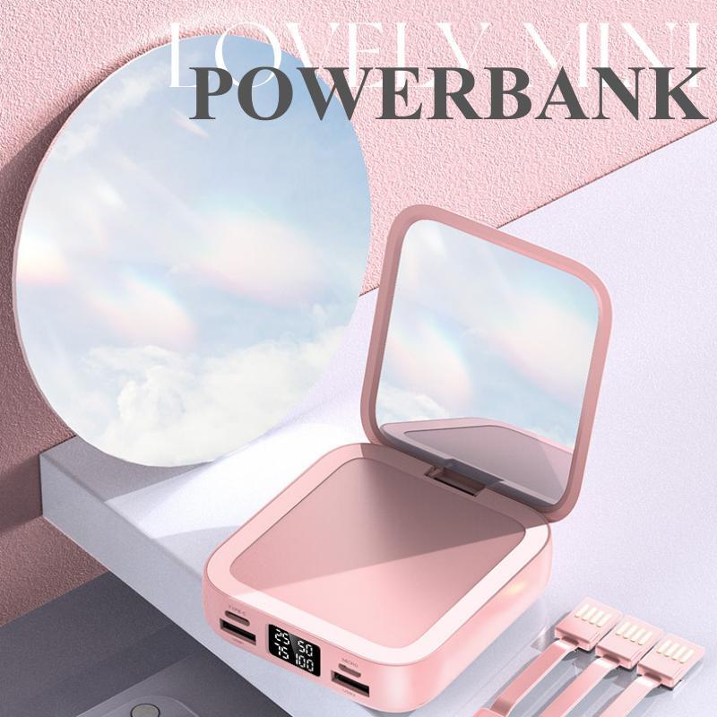 Fast Charging 20000mAh Power Bank with Make-up Mirror External PowerBank Portable Mobile Phone Charger for Xiaomi Iphone Samsung Huawei