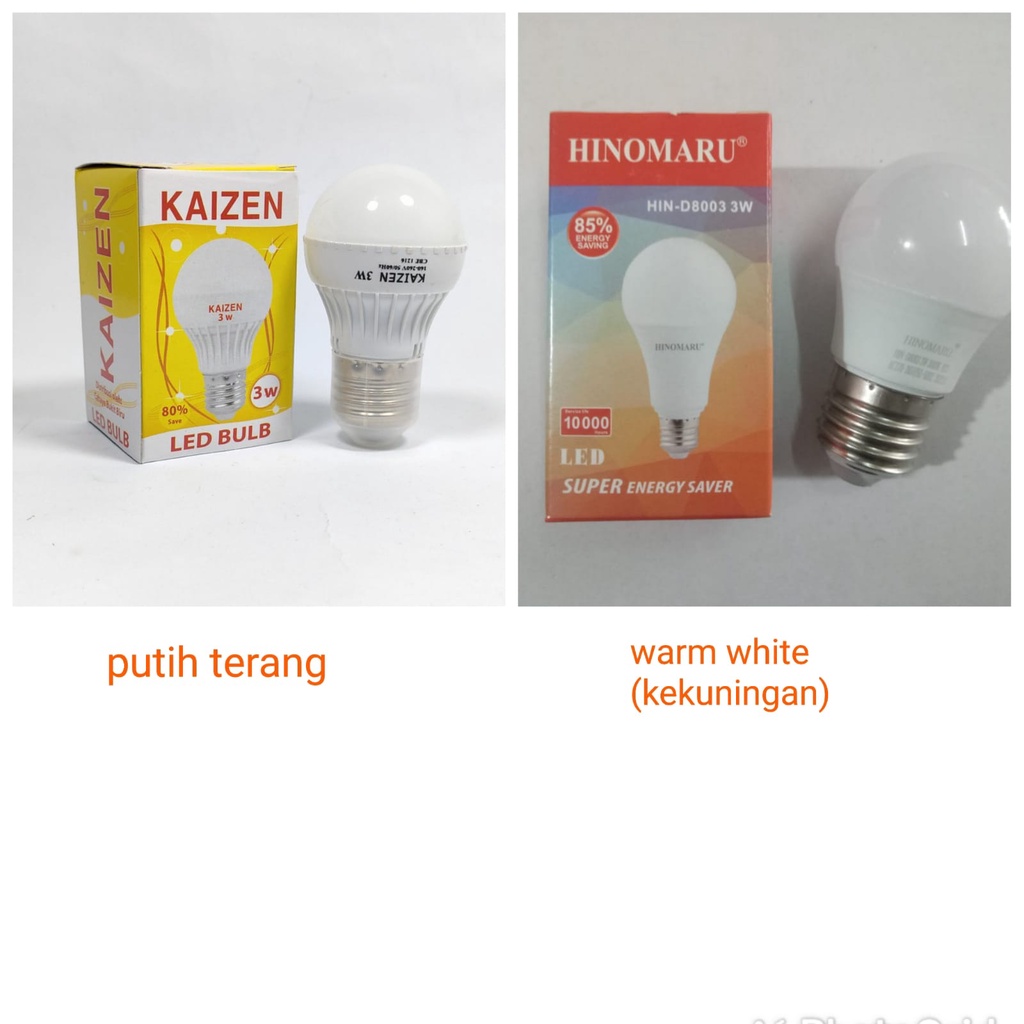 Lampu Bohlam LED Lamp Murah Daylight Putih / Warm white Kuning 1 3 5 7 9 12 15 18 w watt 1w 3w 7w 9w