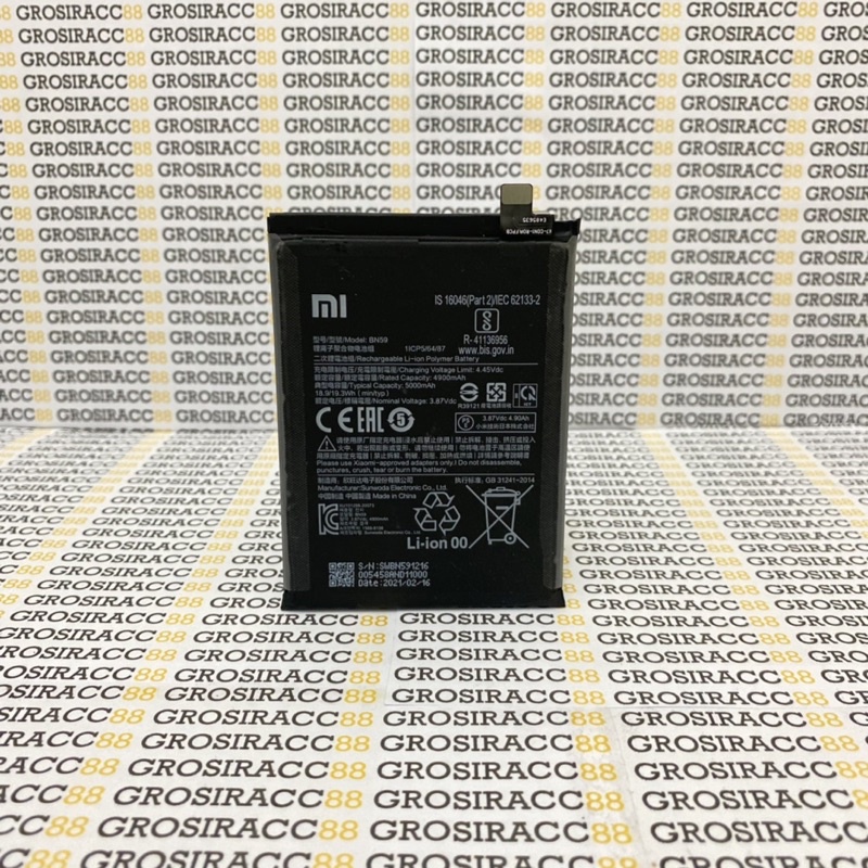 BATRE BATERAI BATTERY XIAOMI REDMI NOTE 10 4G / NOTE 10S BN59 ORIGINAL