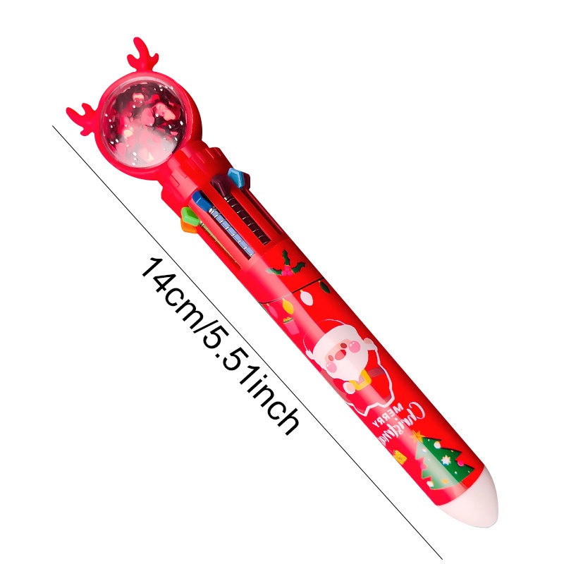 1pc Pulpen Multifungsi Motif Kartun Santa Claus / Pohon Natal / Rusa Warna-Warni Untuk Alat Tulis Sekolah / Kantor