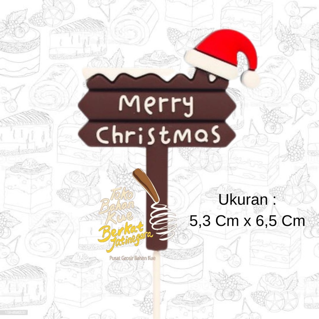 TOPPER XMAS KARET PAPAN NAMA / DEKORASI KUE MERRY CHRISTMAS / HIASAN CUP CAKE NATAL / PCS