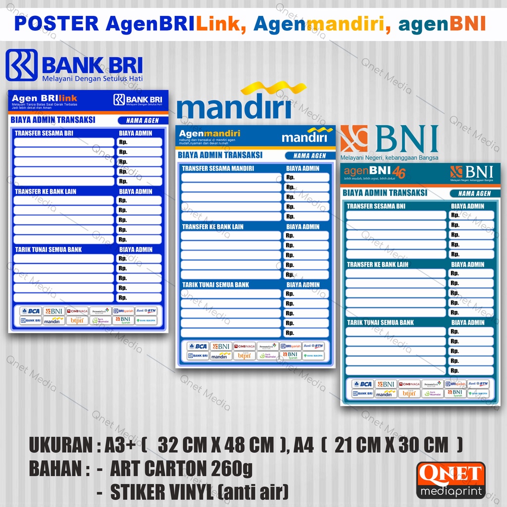 

POSTER & STIKER BIAYA ADMIN TRANSAKSI + LAMINASI GLOSSY