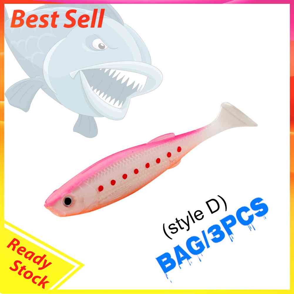 3pcs Soft Fish Bait Artificial T Tail Wobblers 100mm 11.5g Minnow Fishing Lure