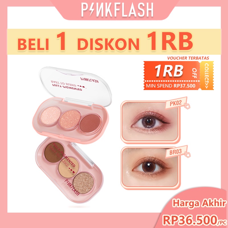PINKFLASH Portable 3 Shades Eyeshadow Palette Giltter High Pigment Easy To Blend Lasting Eye Shadow