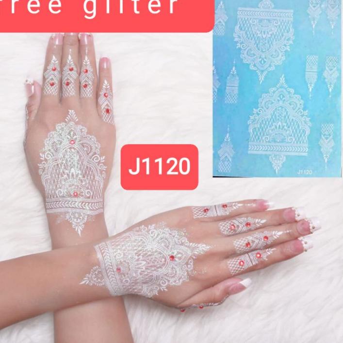 Berkualitas HENNA INSTAN TATO /HENNA WEDDING /HENNA TEMPORER 1 LEMBAR BISA KANAN KIRI  GLITER 