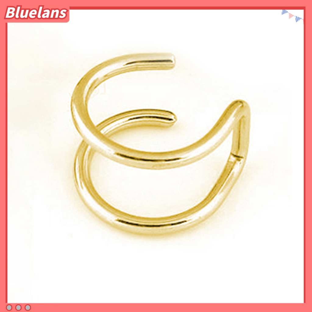 Anting Klip Tulang Rawan Palsu 2 Baris Bahan Stainless Steel