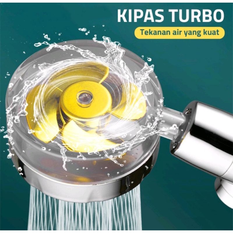 KEPALA SHOWER MANDI KIPAS 360 DERAJAT ON OFF  TURBO FAN