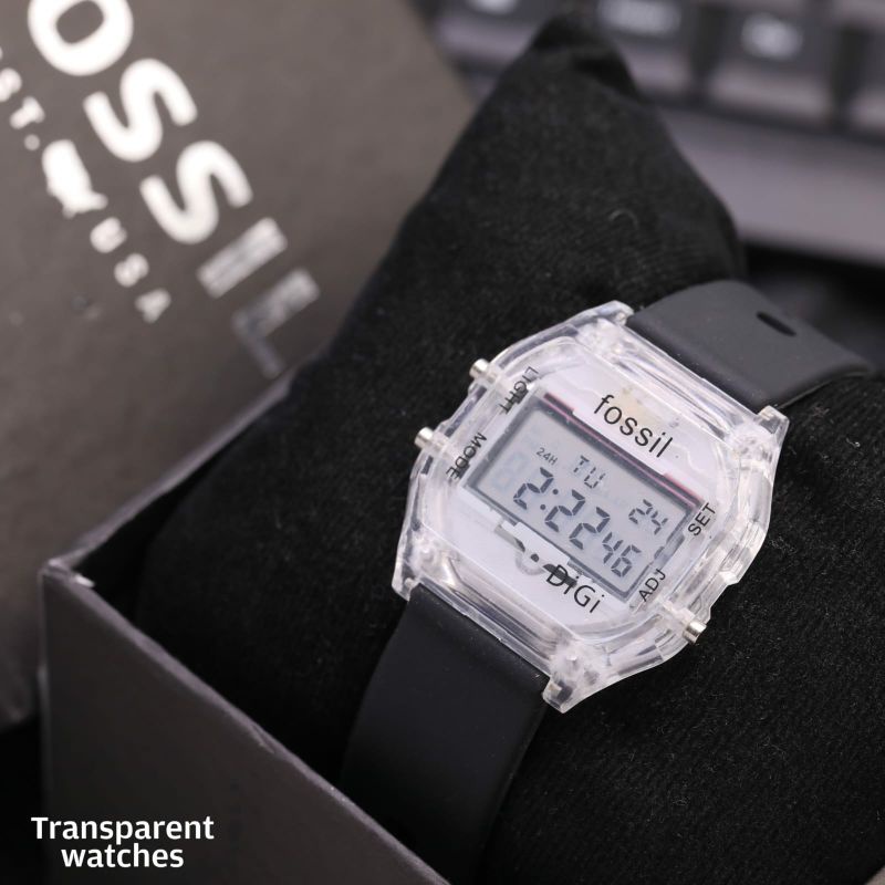 Best Seller! Jam Tangan Fossl Transparant Jam Tangan Rubber Anti Air Jam Tangan Digital Led Pria Wanita