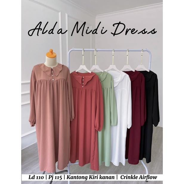 ALDA MIDI DRESS CRINKLE JUMBO ALL SIZE FIT XL MIDI CRINKLE