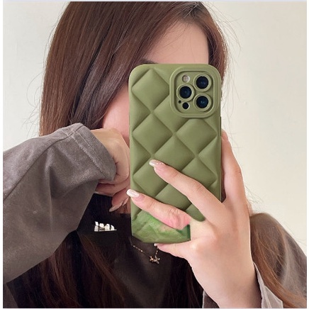 Case Motif Kotak-Kotak Warna Hijau Untuk iPhone