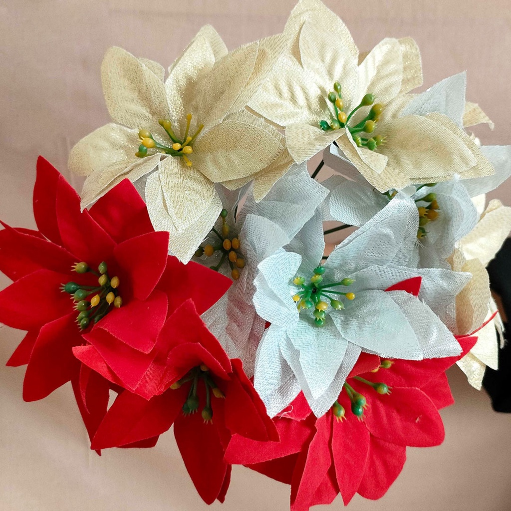 Christmas Flower Ponsentia Bunga Natal Ornaments Xmas MERRY CHRISTMAS Bunga Merah HIASAN NATAL Ornamen Dekorasi Hampers Parcel Natal Christmas Murah Tahun Baru new year