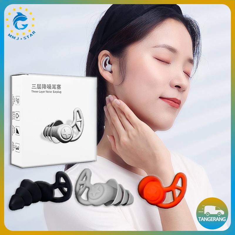 【3 Layers】Penyumbat Telinga Anti-bising/Earplugs Tidur Peredam Suara/Ear Plug Kedap Suara