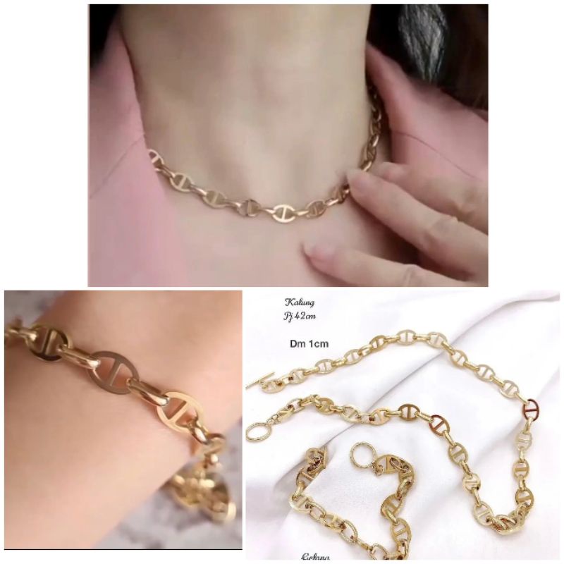 Kalung gelang titanium asli Premium Quality Branded Band Anti karat anti alergi Stainless steel Premium Quality Kt97