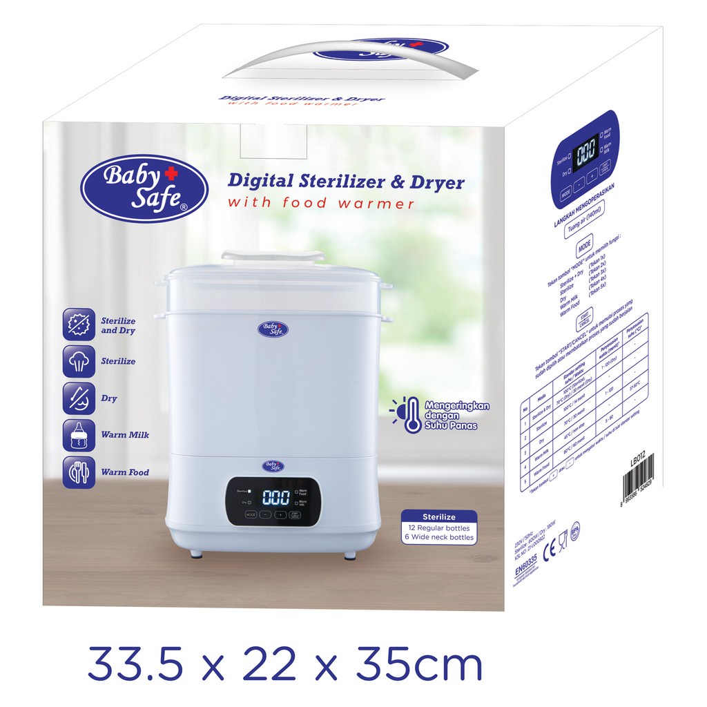 Baby Safe STE01 Digital Sterilizer &amp; Dryer / BabySafe mesin steril dan pengering botol susu bayi