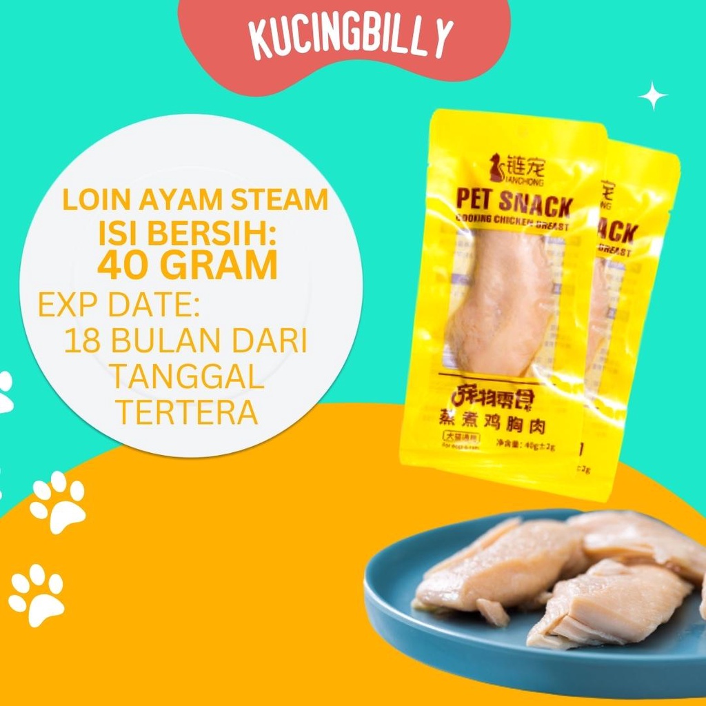 Loin ayam steam kucing anjing 40gr