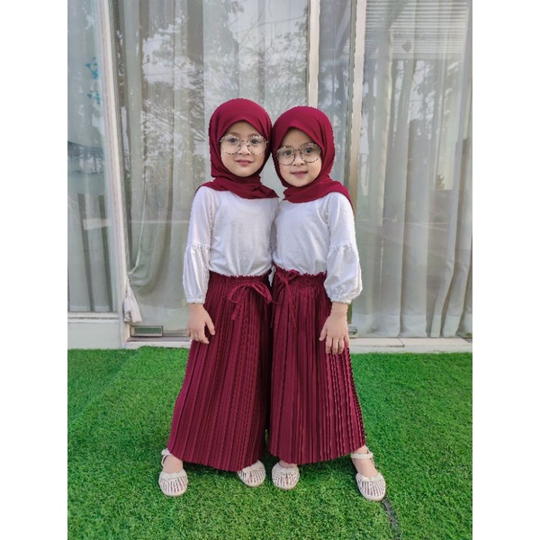 2-10 Tahun Rok Plisket Anak Bahan Hyget Super Rok Plisket Anak Premium