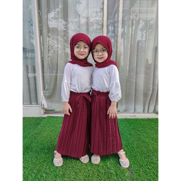 2-10 Tahun Rok Plisket Anak Bahan Hyget Super Rok Plisket Anak Premium