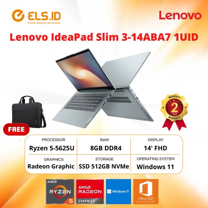 Laptop Lenovo IdeaPad Slim 3-14ABA7 1UID Ryzen 5-5625U 8GB SSD 512GB 14' W11+OHS