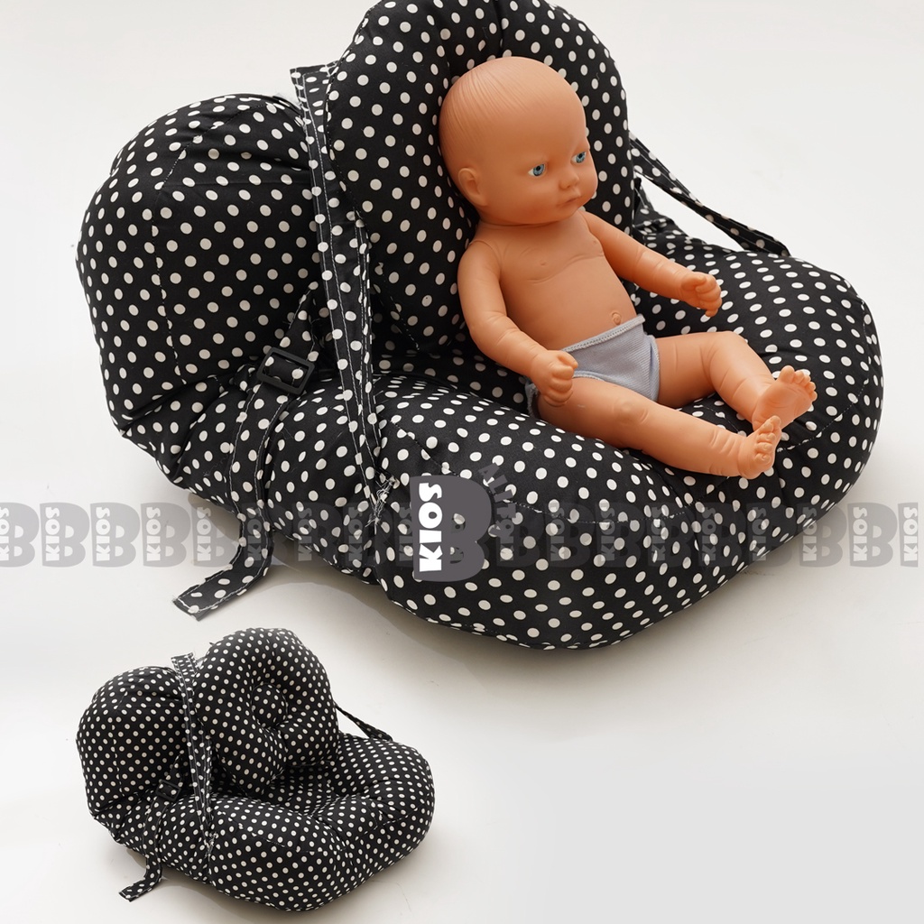 SOFA BAYI JUMBO DENGAN SABUK PENGAMAN GESPER MULTIFUNGSI BISA UNTUK KASUR BAYI FREE BANTAL PEYANG JUMBO / SOFA BAYI GESPER JUMBO BLACK POLKADOT