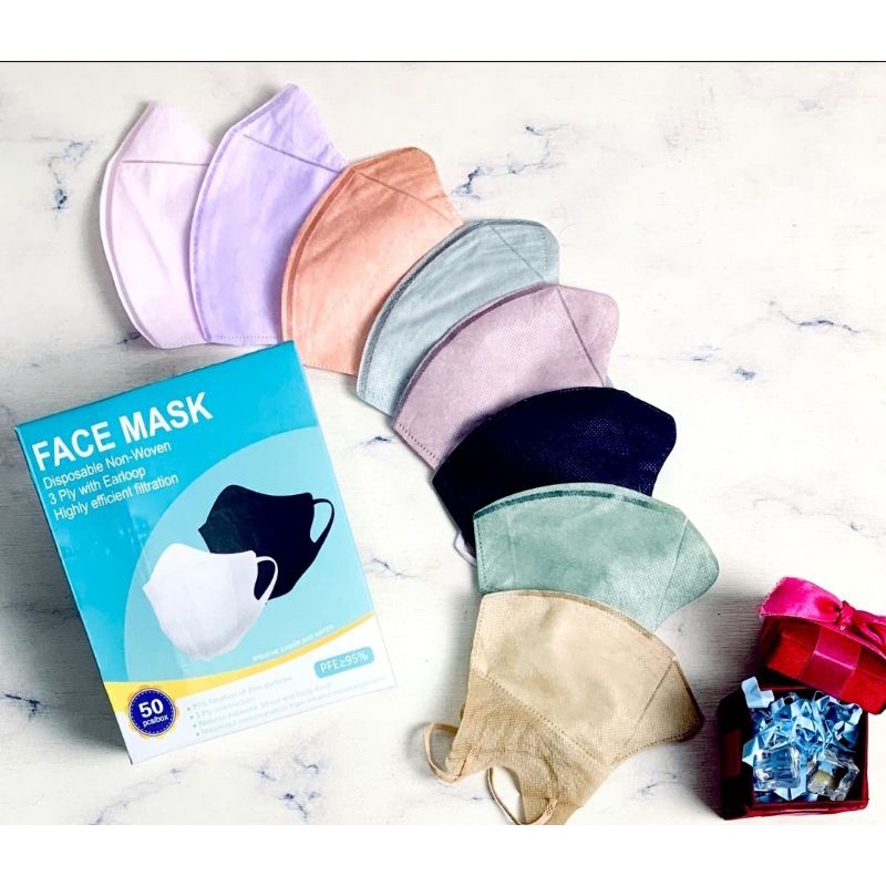 Masker duckbill warna warni 50 pcs 3 Ply Masker Duck bill Rainbow