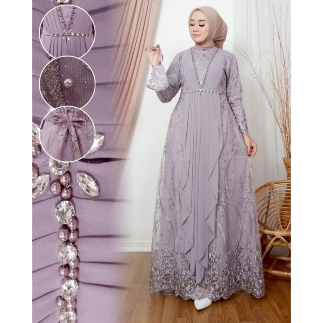 CALISTA DRESS // BAHAN TILLE BORDIR MUTIARA KOMBINASI CERUTY // By Yani Kebaya