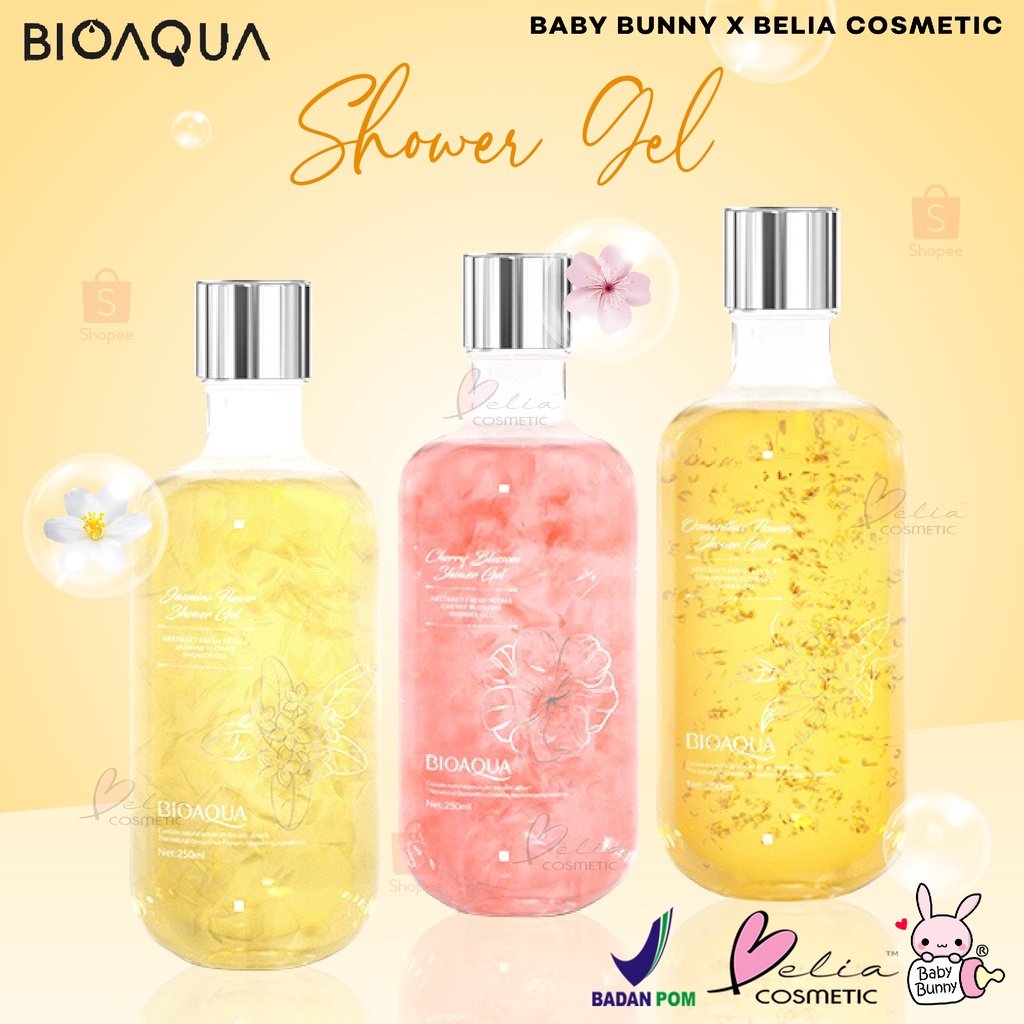 ❤ BELIA ❤ BIOAQUA Shower Gel Abstract Fresh Petals Jasmine Flowers/Osmanthus/Cherry Blossom body wash 250ml | BPOM