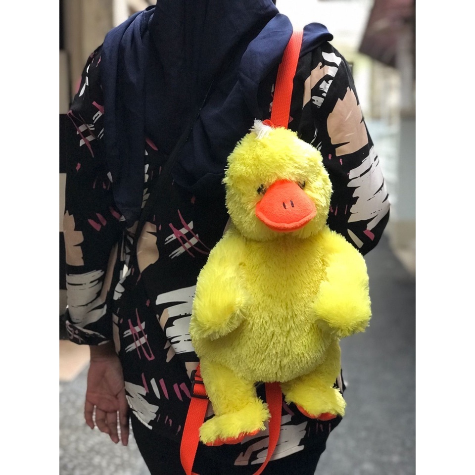 Tas bebek duck bulu lucu imut gemoy Ransel Wanita Baru Boneka Mewah Ransel Kasual Tas Kepribadian Kartun BebekTas B2305