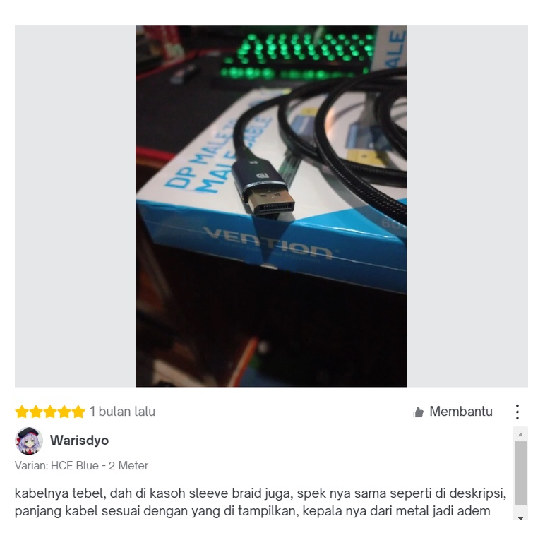 Vention Kabel DisplayPort DP 1.4 Male to Male 4K 8K HD 3M 5M