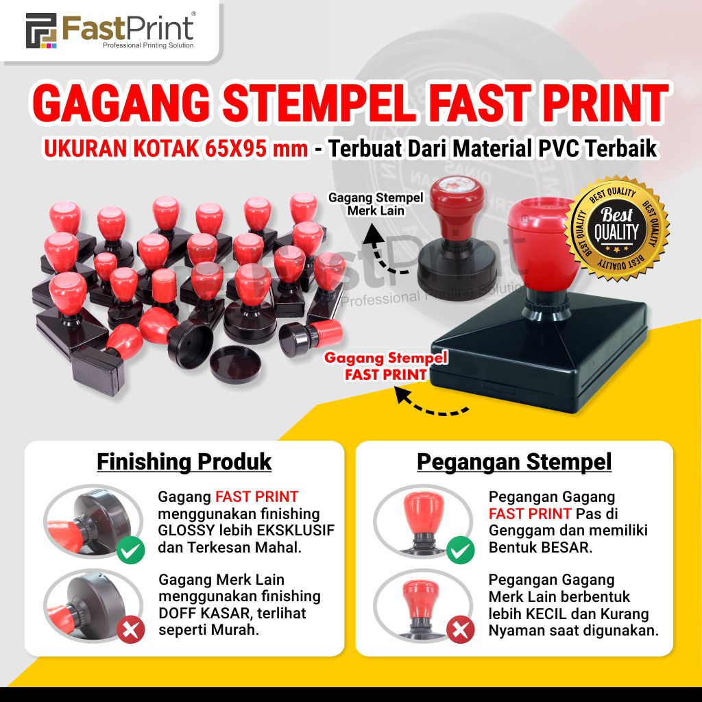 

Gagang Stempel Flash Kotak Ukuran 65X95 MM