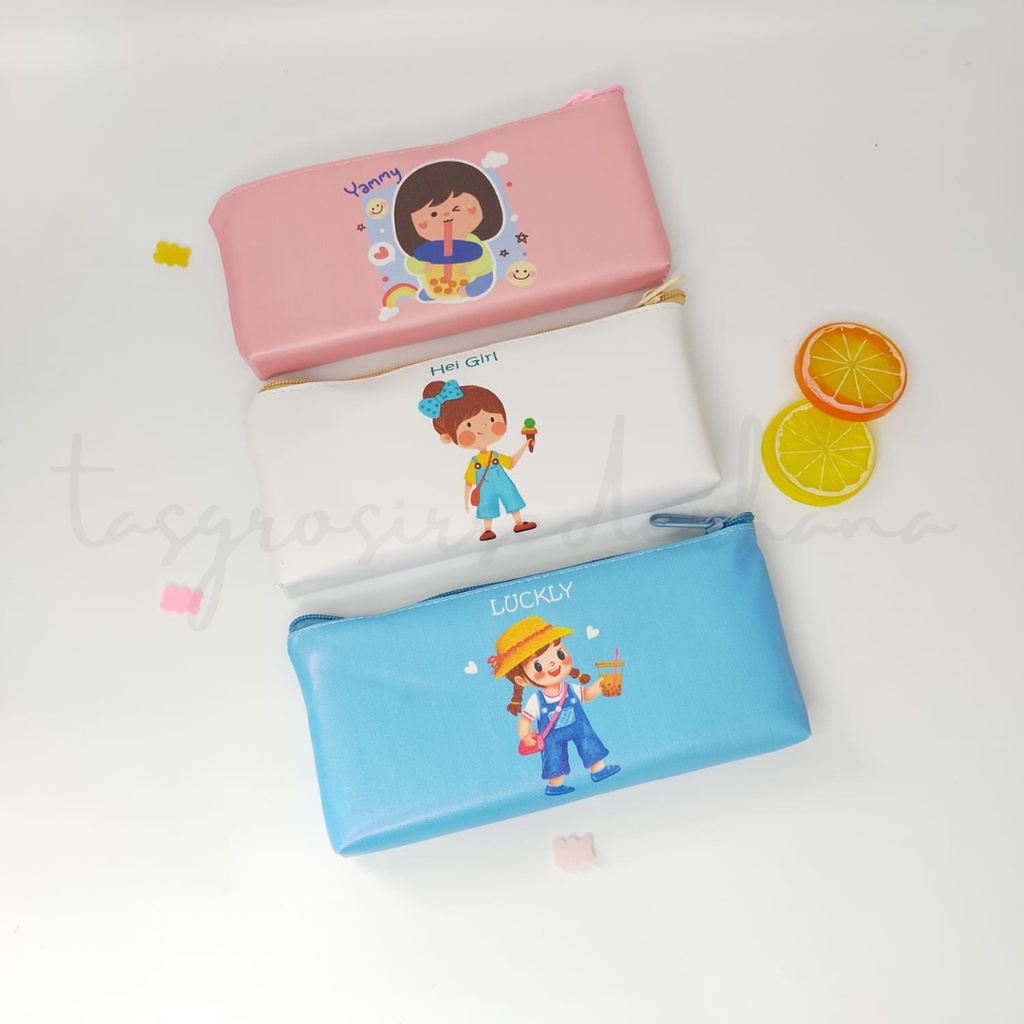 KOTAK PENSIL MOTIF PEREMPUAN LUCU UNIK / TEMPAT PENSIL / KOTAK PULPEN / TEMPAT ALAT TULIS (COD)