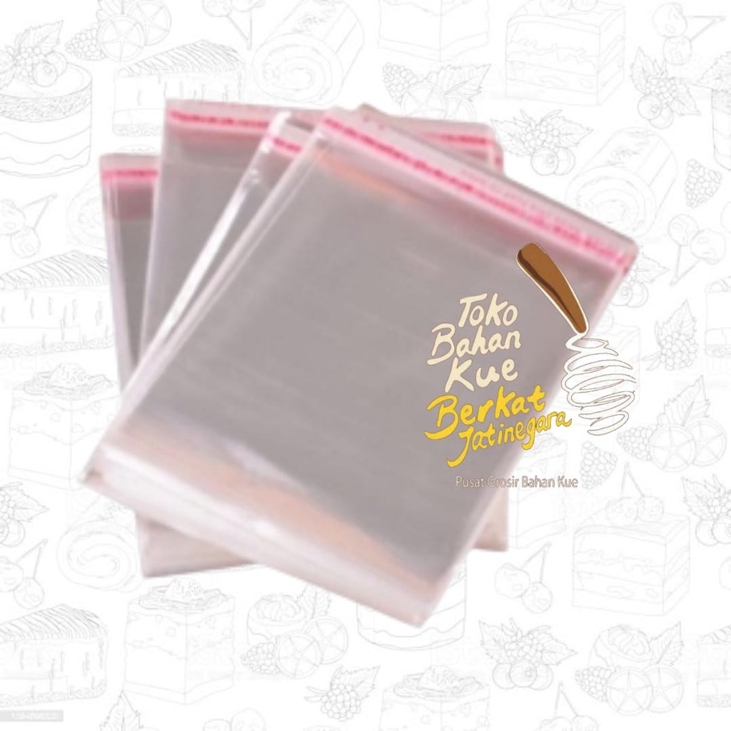 PLASTIK OPP LEM ROTI CAKE DONAT UK.14X17,5 + 3 CM / UK.15X18 ISI 100 PCS
