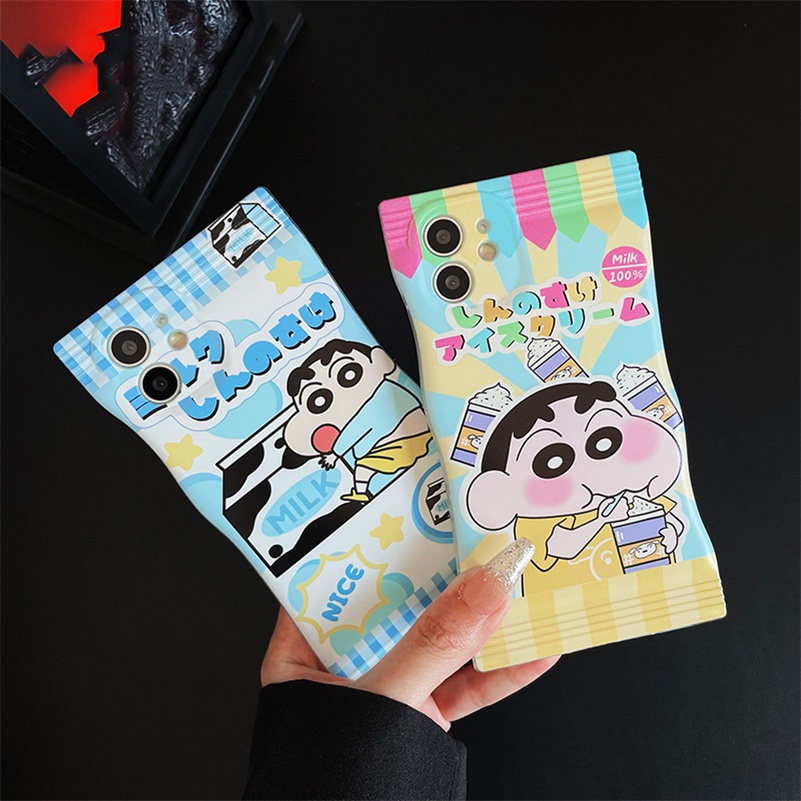 Soft Case Silikon Motif Crayon Shin Chan Untuk iPhone 14 13 12 11 Pro Max X Xr Xs Max 8 7 6 6s Plus SE 2020