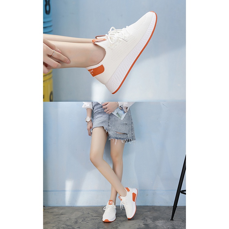 Gobra ♕ SEP014 (Tanpa Kotak) Sepatu Sneakers Wanita Motif M Polos Sporty Model Korea Fashion Casual Sport Olahraga Import