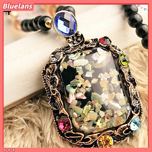Bluelans Kalung Rantai Dengan Liontin Opal Imitasi Warna-Warni Untuk Hadiah