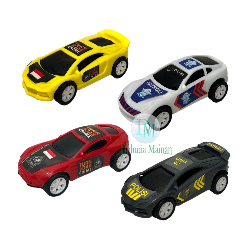 Mainan mobil mobilan polisi mini set 4 pcs pull back rkc car