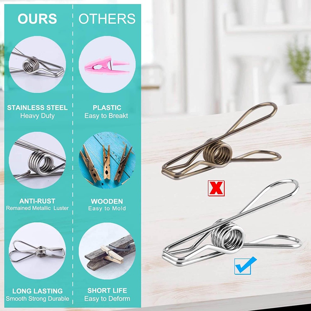 【10PCS】Penjepit Stainless/Jepit Untuk Jemuran/Stainless Klip/Hook Klip/Clip Hanger