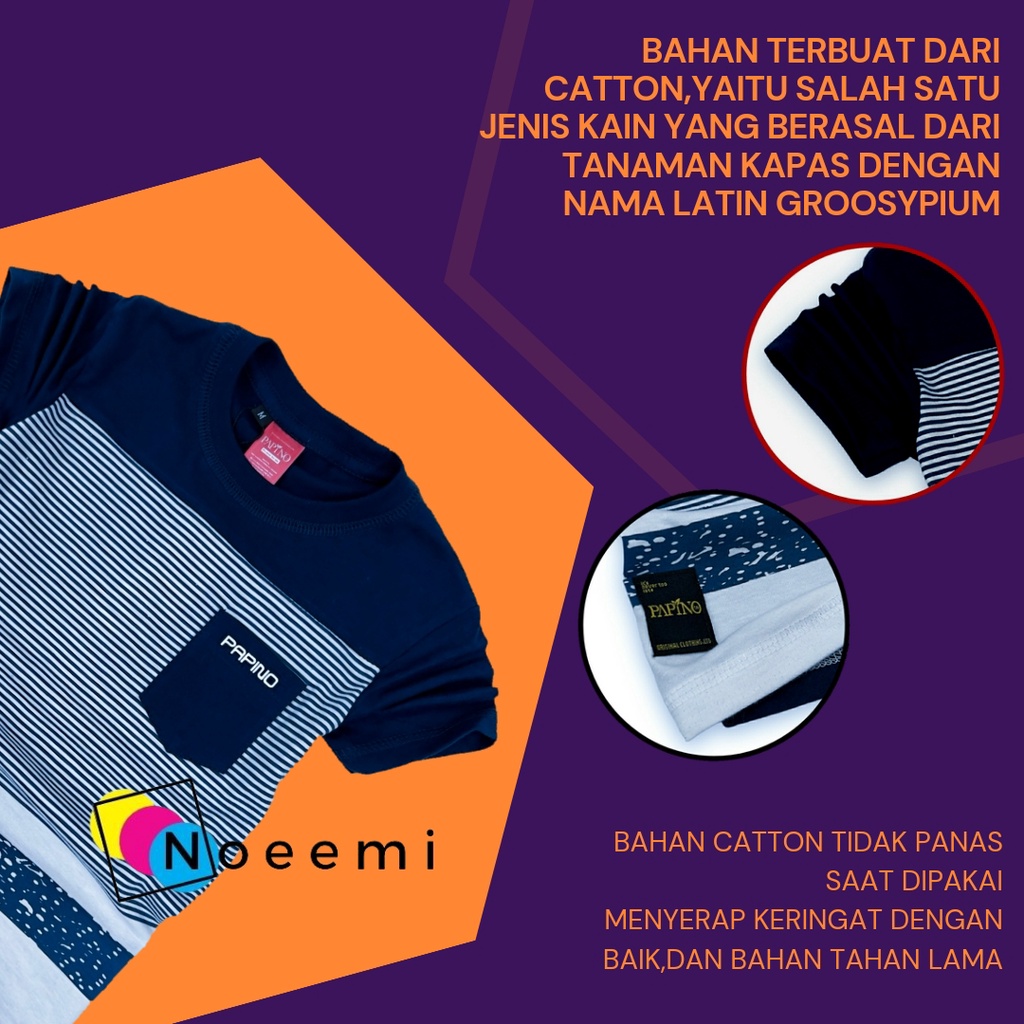 Papino Baju Anak Laki Laki 1-12 Tahun Lengan Pendek Cowok Dan Navy