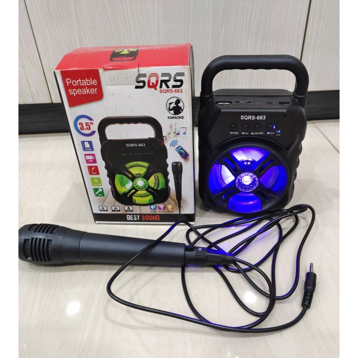 SPEAKER BLUETOOTH PORTABLE SQRS-663 FREE MIC ORIGINAL / SEPAKER AKTIF SOUND SISTEM / SPEAKER KAROKE