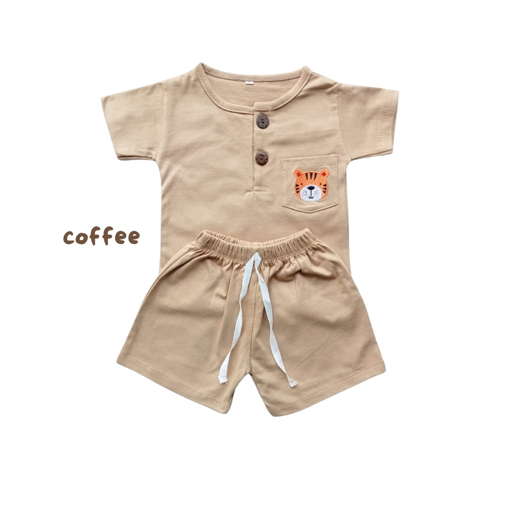 setelan playsuit unisex anak perempuan balita laki laki 1 2 3 tahun ANIMAL BASIC TEE SET onse set anak baju harian anak kaos adem