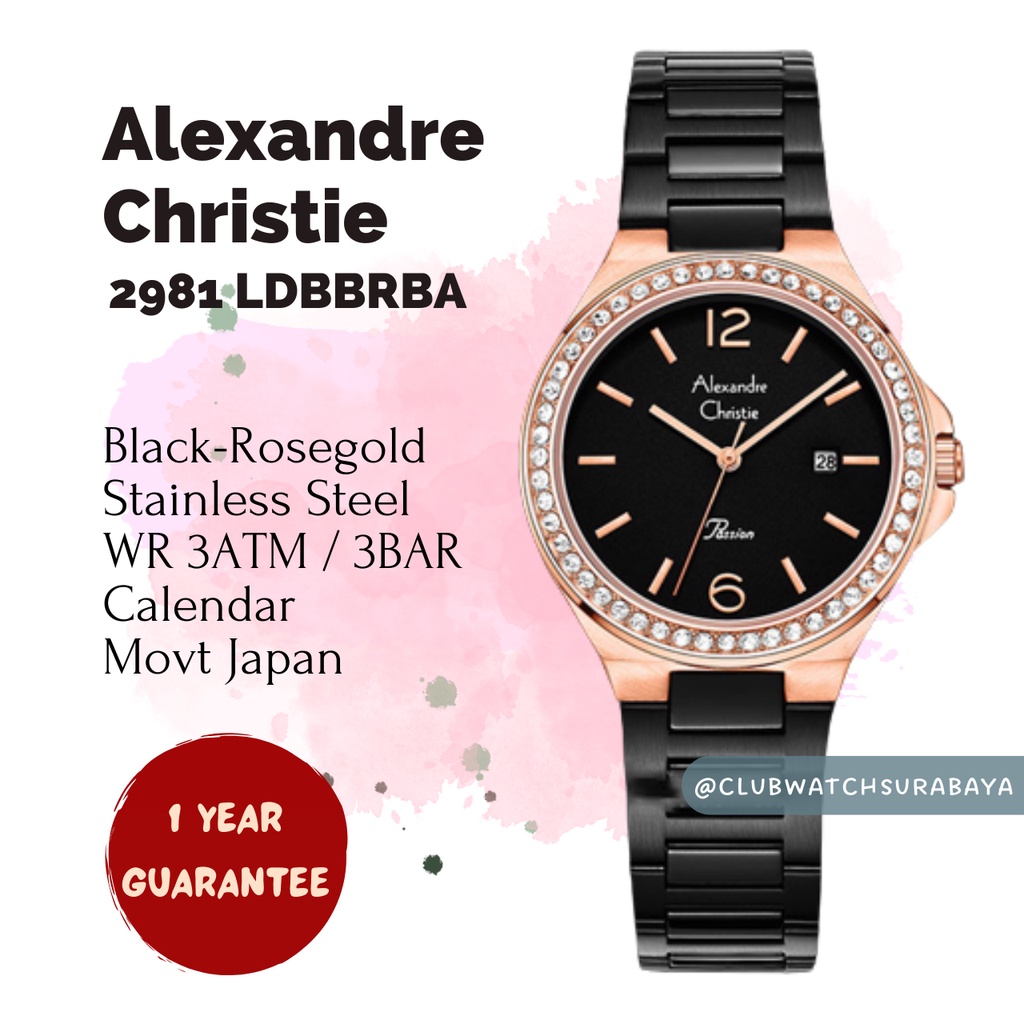 Jam Tangan Wanita Alexandre Christie ORI 2981 LDBBRBA / Alexandre Christie Jam Tangan Cewek 2981 LDB