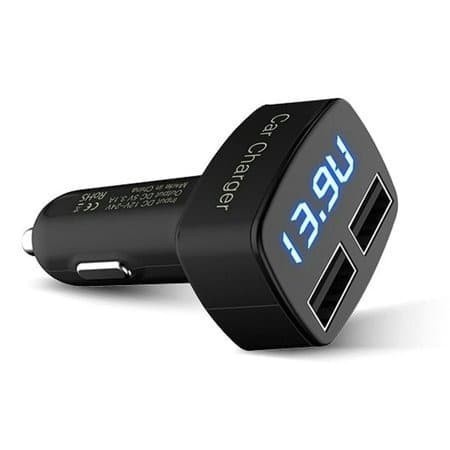 4in1 Car Charger mobil Voltmeter bluetooth audio Temperature digital