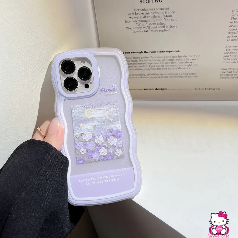 Soft Case TPU Motif Lukisan Minyak Bunga Ungu Untuk OPPO A53 A33 2020 A12 A15 A16 A57 2022 A95 A55 A16K A54 A96 A76 A9 A5 A31 A5s A7 A16E A3s A35 A2 A315