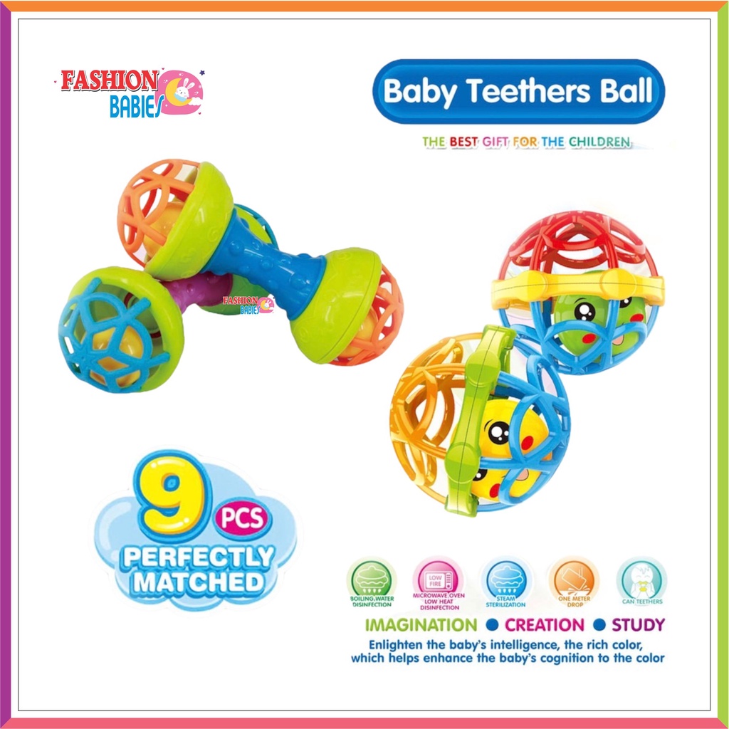 ❤ Fashionbabies ❤ MAINAN BAYI EDUKASI KERINCINGAN ATAU BABY TEETHER RATTLE STICK GIGITAN BAYI BPA FREE