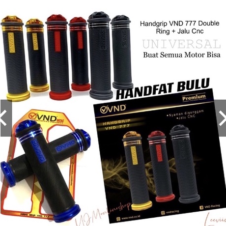 sepasang handgrip vnd ORIGINAL PLUS cnc dan handgrip WAJIK vnd premium universal bisa untuk semua sepeda motor