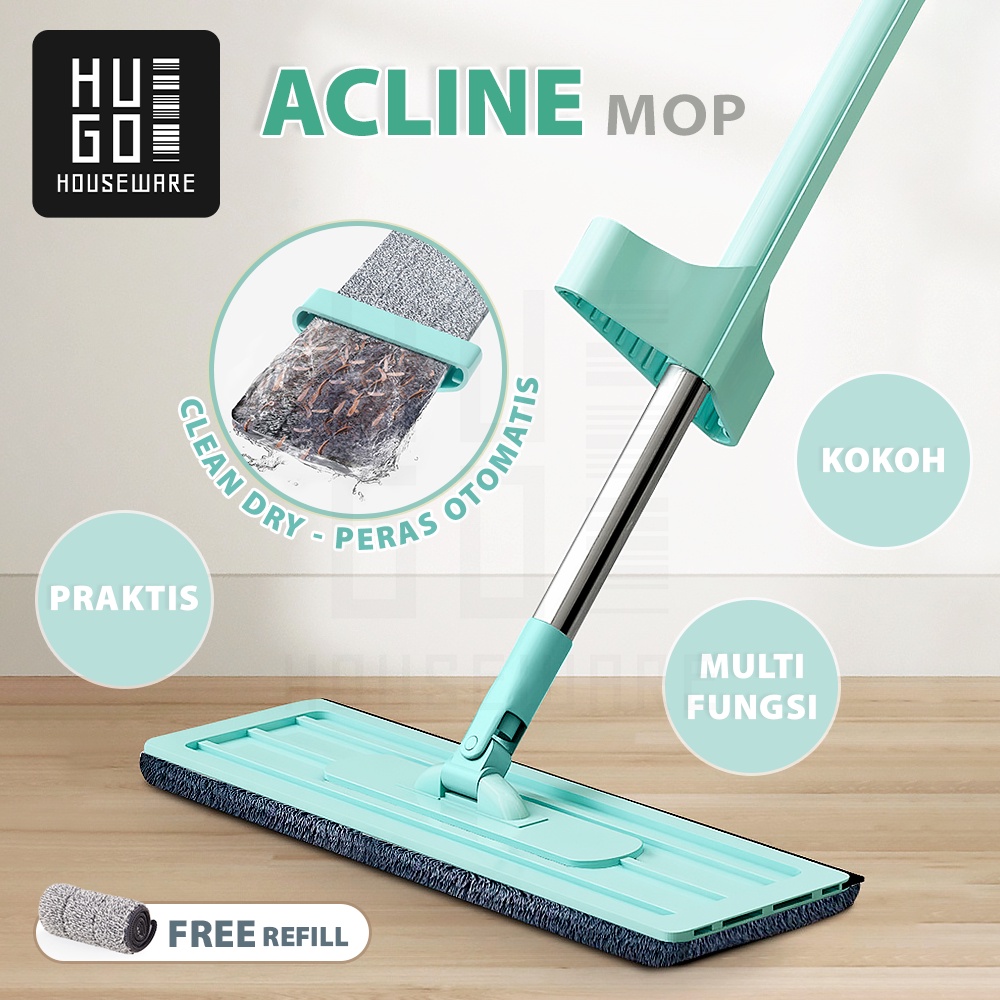 Alat Pel Lantai Ultra Mop Acline - Pel Lantai Tarik Biru Handsfree HUGO