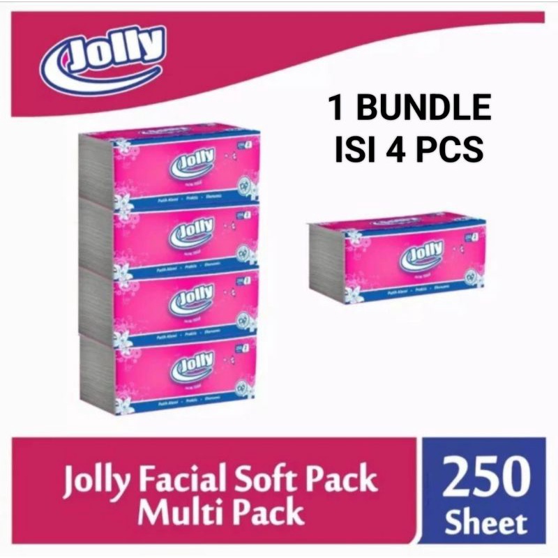 Tissue Jolly Facial Soft 250sheets 2ply isi 4pcs/Tisu Jolly/Tisu Murah
