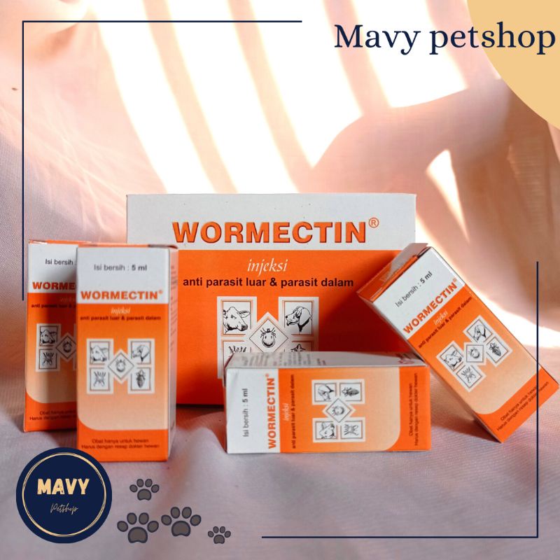 WORMECTIN 2 ML DAN 5 ML OBAT SUNTIK KUTU CACING SCABIES KUCING ANJING SAPI DLL