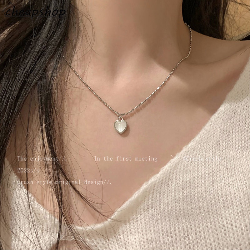 IFYOU Kalung Rantai Choker Liontin Hati Warna Silver Gaya Vintage Untuk Wanita