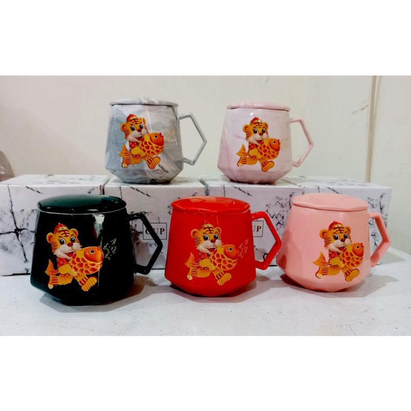 Mug Macan Imlek / Gelas Keramik Imlek / Hampers Natal / Souvenir Cangkir Macan